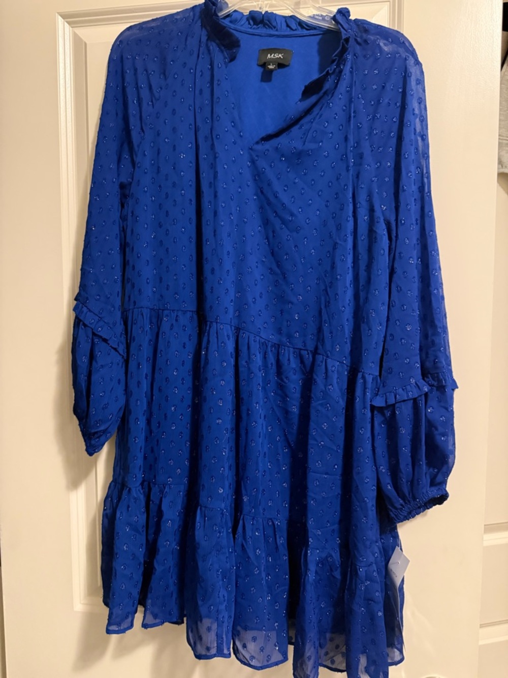 MSK Royal Blue Textured Tiered Dress